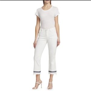 L'AGENCE: Jada Cropped Tape White Jeans - 28